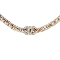 CHANEL Metal Lambskin Crystal Necklace Women's Pink