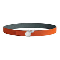 HERMES Metal, Palladium Plated, Calfskin Leather Belts Men's Orange Width 3.2CM