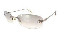 CHANEL Acrylic Silver-Plated Oval Sunglasses Women's Silver