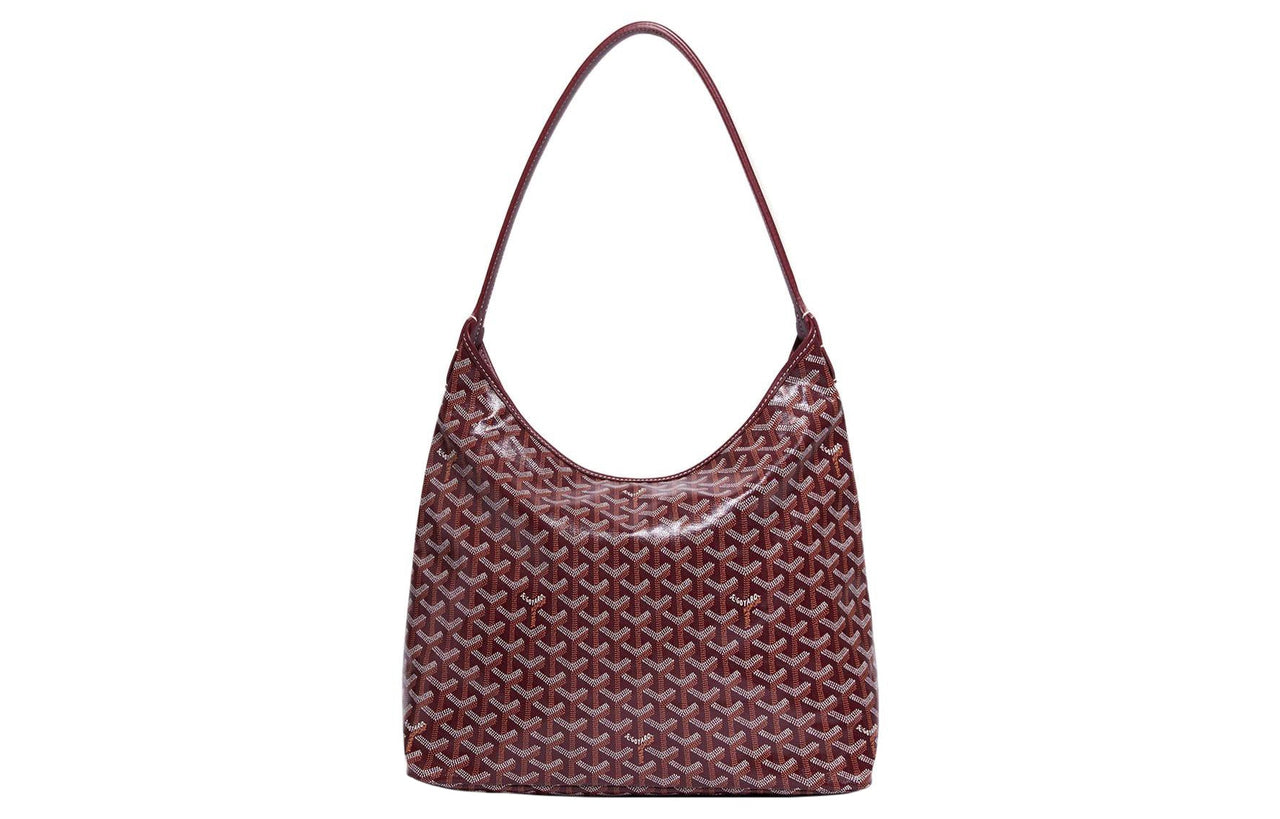 GOYARD Bohème Hobo Canvas With Leather Shoulder Bag Combo Bag Shoulder Bags Women's Burgundy & Light Green Heart