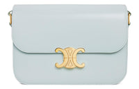 CELINE Triomphe Cow Leather Shoulder Bag Portable Crossbody Bag Shoulder Bag Women's Soft Blue