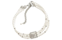 CHANEL Metal Artificial Pearl Rhinestone Necklaces Women's White