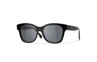 CHANEL Oval Sunglasses Women's Black
