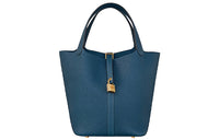 HERMES Picotin Lock Taurillon Maurice Leather Handbag Women's S4 Deep Blue Dark Blue