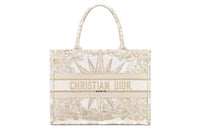 DIOR BookTote Embroidery Tote Bag Shopping Bag Handbag Medium Size Women's Light Gold