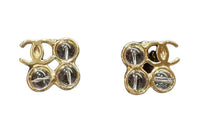 CHANEL Metal Crystal Earrings Women's Gold