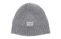 MIU MIU Knitted Fabric Beanies Women's Gray