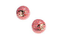CHANEL Stud Earrings Women's Red