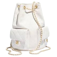 CHANEL Lambskin Backpack Large Size Women's White