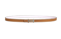HERMES Double-Sided Decoration Leather Belts Women's Brown/Pink Width 1.3CM