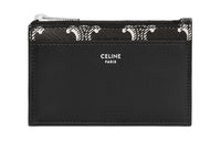 CELINE Cow Leather Card Holder Men's Black & White