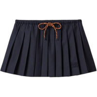 MIU MIU Pleated Batavia Skirt 'Ebony'
