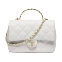 CHANEL Lambskin Handbag Women's Light Gray