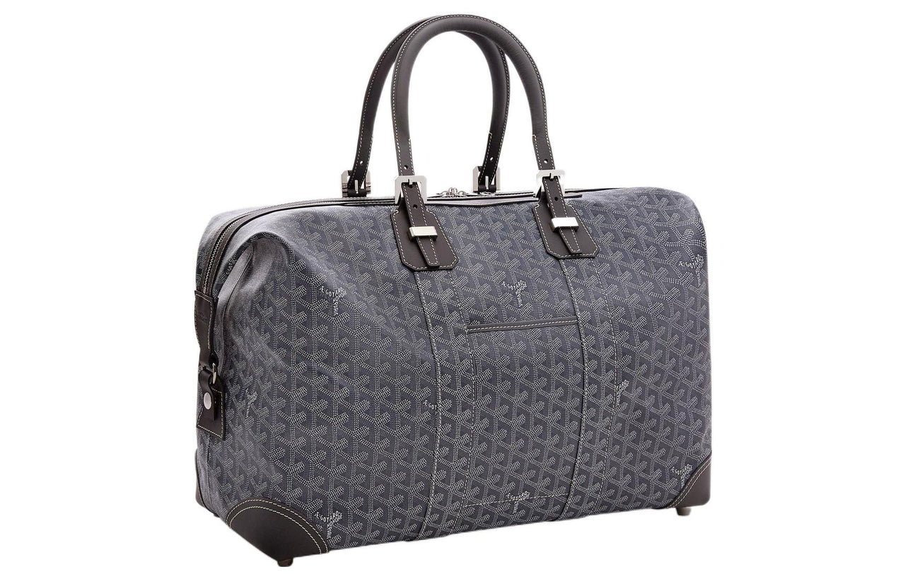 GOYARD Bowling Canvas With Leather Shoulder Bag Crossbody Bag Handbag Travel Bag Unisex Gray