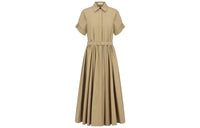DIOR FW23 Belted Mid-Length Dress Short-Sleeved Dresses Women's Khaki