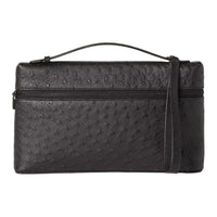 Loro Piana Ostrich Leather Clutch Men's Black
