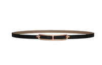 HERMES ROULIS Double Ring Style Design Smooth Buckle Calfskin Leather Belts Women's Black Width 1.3CM