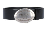 PRADA Leather Belts Men's Black Width  4CM
