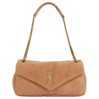 SAINT LAURENT Calypso Lambskin Shoulder Bag Medium Size Women's Khaki