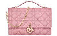 DIOR Wicker Pattern Sheepskin Shoulder Bag Crossbody Bag Handbag Regular Women's Pink
