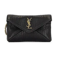 SAINT LAURENT CASSANDRE Leather Coin Purse Women's Black