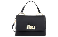 MIU MIU Genuine Leather One Shoulder Handbags Women's Black