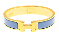 HERMES Metal Bangles Women's Blue/Gold