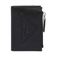 PRADA Leather Card Holder Women's Black