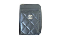 CHANEL Sheepskin With Gold Metal Coin Purses Card Holders Women's Black