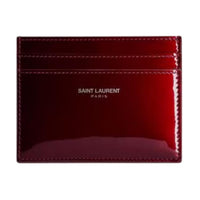 SAINT LAURENT Calfskin Card Holder Women's Bordeaux Red