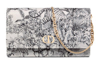 DIOR Caro Calfskin One Shoulder Crossbody Clutches Women's Gray