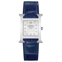 HERMES Wrist Watch Quartz Movement Crocodile Leather Strap 25mm White Dial Women's Watch