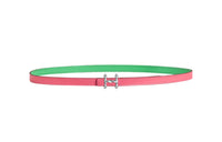 HERMES Leather Belts Women's Rose Red/Green