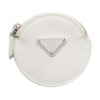 PRADA Saffiano Leather Coin Purse Women's White