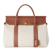 Loro Piana Cotton And Linen Blend Handbag Women's Natural Caramel Candy