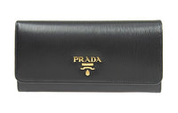 PRADA Calfskin Wallet Women's Black
