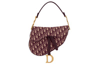 DIOR Saddle Canvas Saddle Bag Handbag Shoulder Bag Women's Red