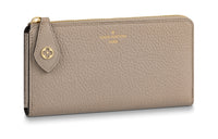 LOUIS VUITTON Grained Cow Leather Wallet Women's Milk Tea Beige