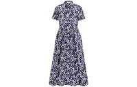 DIOR Flared Shirt Dress Short-Sleeved Dresses Women's Dark Blue