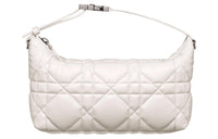 DIOR DiorTravel Cow Leather Lunch Bag Clutch Medium Size Women's Milk White