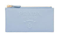 PRADA Saffiano Leather Card Holder Women's Sky Blue