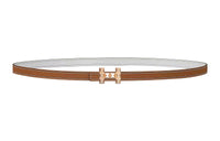 HERMES H Letter Medor Buckle & Double-Sided Calfskin Leather Belts Women's Gold/White Width: 1.3cm