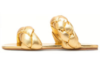 MIU MIU Metal Slip Resistant Slide Slippers Women's Gold
