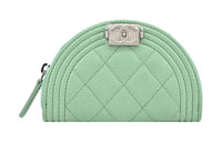 CHANEL Calfskin Coin Purse Women's Green