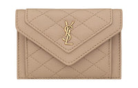 SAINT LAURENT GABY Lambskin Wallet Women's Dark Beige