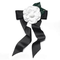 CHANEL Silk Hair Clips Women's Black