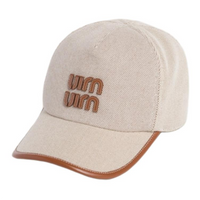 MIU MIU Canvas Baseball Caps Women's Natural/Brandy