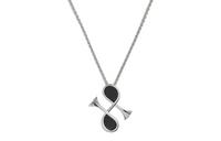 HERMES Calfskin Metal Palladium-Plated Necklaces Women's Black