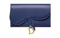 DIOR Saddle Goatskin Wallet Women's Blue