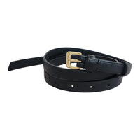 MIU MIU Leather Metal Leather Belts Women's Black Width 1.5CM